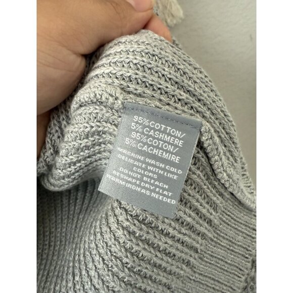 Hannah Rose Cotton Cashmere Gray Ribbed Knit Raglan Cardigan Basics Cottage L - Picture 7 of 8